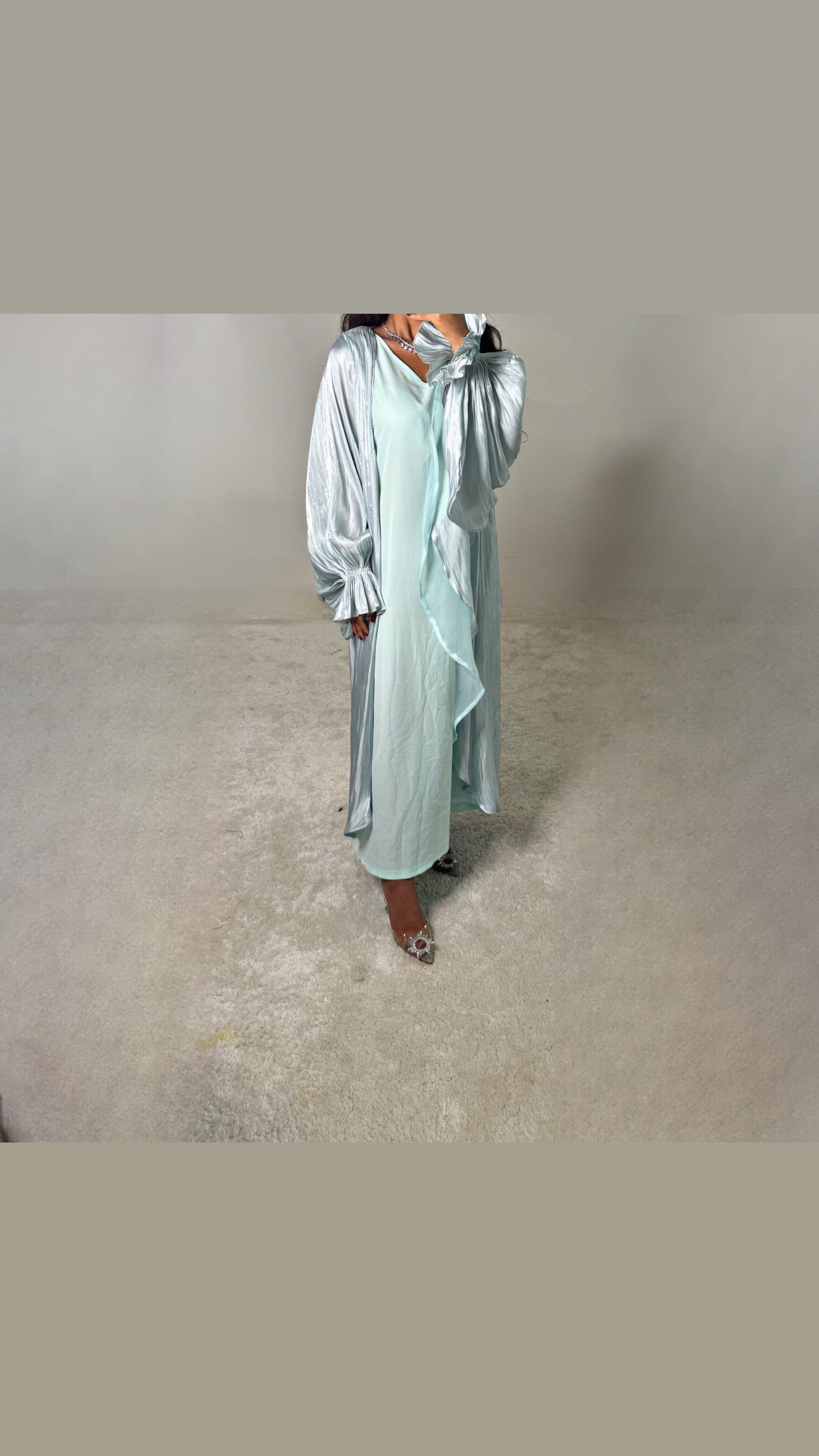 Silk organza, set of 2 includes wrapp abaya and inner dress